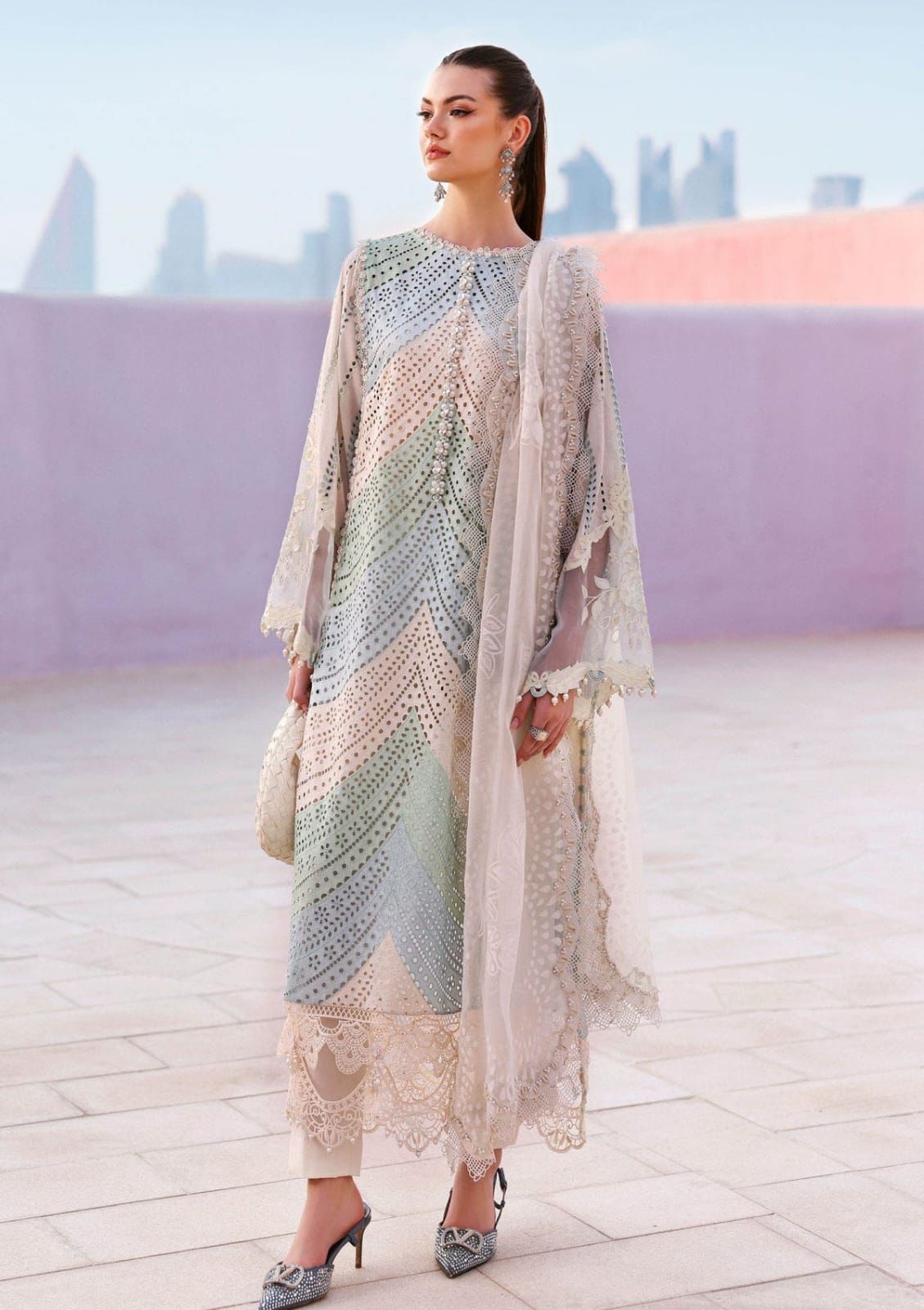 3PC EMBROIDERED LAWN SUIT AA-11